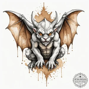 Gargoyle, tattoo drawing outline, on a clean... - эскиз тату (№1754799842_0, 10.08.2025 04:24) — tattoo-photo.ru