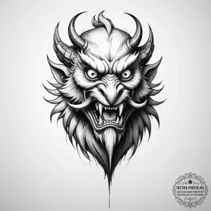 A tengu with a long nose - эскиз тату (№1754802417_0, 10.08.2025 05:06) — tattoo-photo.ru