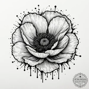 Tattoo sketch a vibrant poppy, with bold wate... - эскиз тату (№1754804641_0, 10.08.2025 05:44) — tattoo-photo.ru