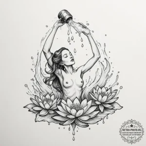 Tattoo sketch aquarius's water-bearer, pourin... - эскиз тату (№1754805418_0, 10.08.2025 05:56) — tattoo-photo.ru