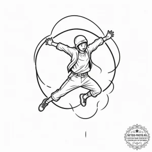 Tattoo sketch a pixel art character jumping o... - эскиз тату (№1754806192_0, 10.08.2025 06:09) — tattoo-photo.ru