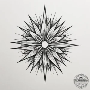 Tattoo sketch a starburst effect emanating fr... - эскиз тату (№1754806966_0, 10.08.2025 06:22) — tattoo-photo.ru