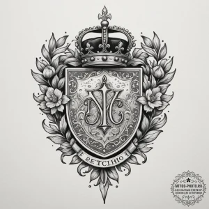 Tattoo sketch a noble crest with a subtle cro... - эскиз тату (№1754807938_0, 10.08.2025 06:38) — tattoo-photo.ru