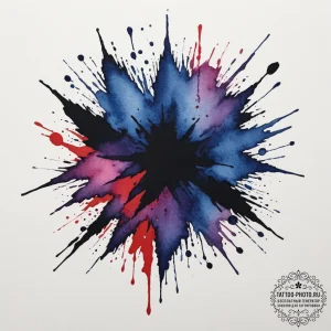 Tattoo sketch: watercolor splashes of deep bl... - эскиз тату (№1754808909_0, 10.08.2025 06:55) — tattoo-photo.ru