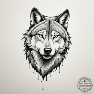 Wolf grin, tattoo sketch design, black and gr... - эскиз тату (№1754809104_0, 10.08.2025 06:58) — tattoo-photo.ru