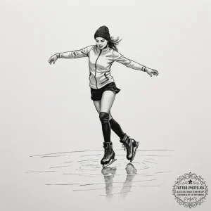 A solitary figure practicing ice skating on a... - эскиз тату (№1754809298_0, 10.08.2025 07:01) — tattoo-photo.ru
