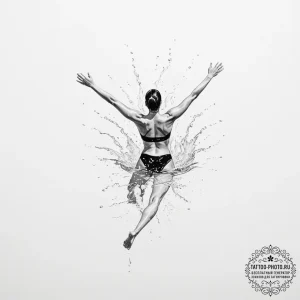 A high-angle shot of a swimmer in a lap pool,... - эскиз тату (№1754811048_0, 10.08.2025 07:30) — tattoo-photo.ru