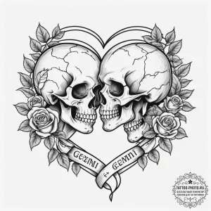 Tattoo sketch gemini twins playfully pulling... - эскиз тату (№1754813562_0, 10.08.2025 08:12) — tattoo-photo.ru
