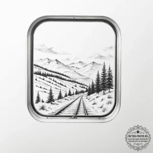 The view from a train window, landscape blurr... - эскиз тату (№1754813757_0, 10.08.2025 08:15) — tattoo-photo.ru