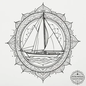 Sailboat, tattoo line art, on a clean white p... - эскиз тату (№1754815506_0, 10.08.2025 08:45) — tattoo-photo.ru