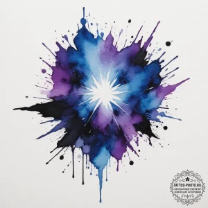Tattoo sketch: watercolor splashes of deep bl... - эскиз тату (№1754822679_0, 10.08.2025 10:44) — tattoo-photo.ru