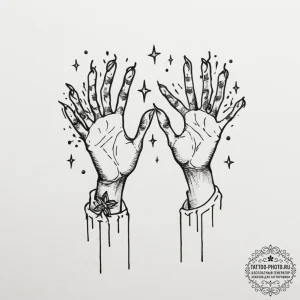 Tattoo sketch two hands reaching for the same... - эскиз тату (№1754822873_0, 10.08.2025 10:47) — tattoo-photo.ru