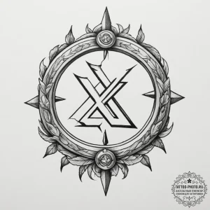 Rune, tattoo drawing outline, old school trad... - эскиз тату (№1754824637_0, 10.08.2025 11:17) — tattoo-photo.ru