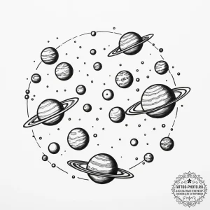 Parade of planets - эскиз тату (№1754825232_0, 10.08.2025 11:27) — tattoo-photo.ru