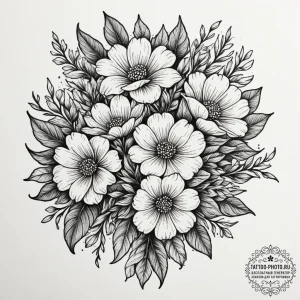 Tattoo design a bouquet of birth flowers for... - эскиз тату (№1754825427_0, 10.08.2025 11:30) — tattoo-photo.ru