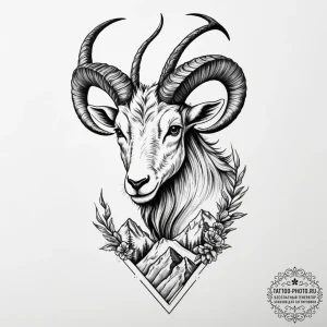 Tattoo design a capricorn goat-fish, with a m... - эскиз тату (№1754825621_0, 10.08.2025 11:33) — tattoo-photo.ru