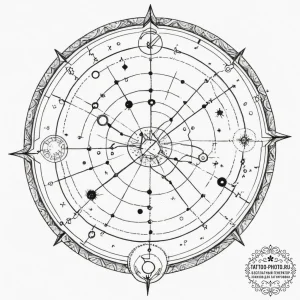Tattoo sketch a highly detailed zodiac conste... - эскиз тату (№1754827640_0, 10.08.2025 12:07) — tattoo-photo.ru