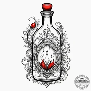 Tattoo sketch a glowing health potion bottle... - эскиз тату (№1754828037_0, 10.08.2025 12:13) — tattoo-photo.ru