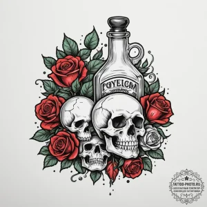 A health potion bottle (from video games), in... - эскиз тату (№1754829449_0, 10.08.2025 12:37) — tattoo-photo.ru