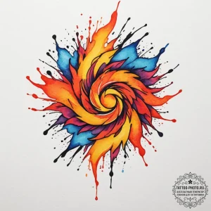 Tattoo design a blend of fiery reds and orang... - эскиз тату (№1754830043_0, 10.08.2025 12:47) — tattoo-photo.ru