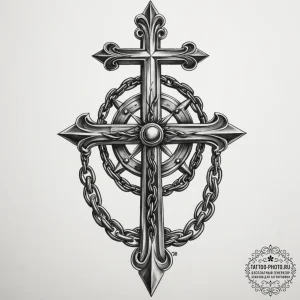 Tattoo design a heavy chain, rusty and worn,... - эскиз тату (№1754835655_0, 10.08.2025 14:20) — tattoo-photo.ru