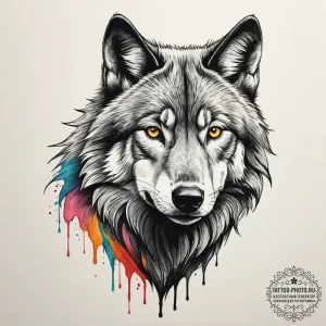 Black wolf, ink illustration for tattoo, vibr... - эскиз тату (№1754835851_0, 10.08.2025 14:24) — tattoo-photo.ru
