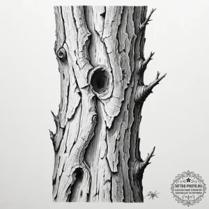 Tattoo sketch a detailed texture of a tree ba... - эскиз тату (№1754837645_0, 10.08.2025 14:54) — tattoo-photo.ru