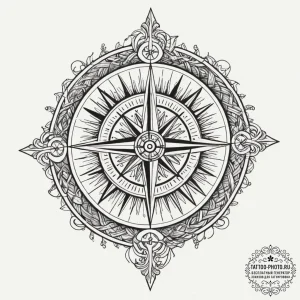 A norse compass (vegvisir), ink illustration... - эскиз тату (№1754839466_0, 10.08.2025 15:24) — tattoo-photo.ru