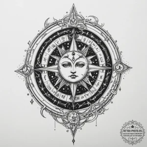 Tattoo design a zodiac glyph appearing as if... - эскиз тату (№1754840059_0, 10.08.2025 15:34) — tattoo-photo.ru