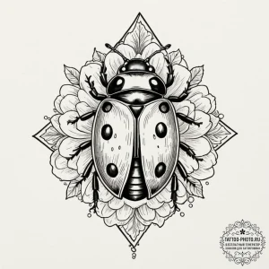 Tattoo design a delicate ladybug, bringing go... - эскиз тату (№1754841857_0, 10.08.2025 16:04) — tattoo-photo.ru