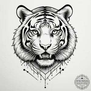 Tiger grin, tattoo flash sheet design, on a c... - эскиз тату (№1754842657_0, 10.08.2025 16:17) — tattoo-photo.ru