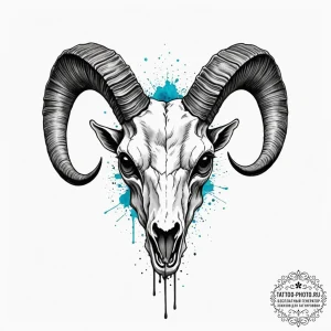 Goat skull, ink illustration for tattoo, on a... - эскиз тату (№1754843255_0, 10.08.2025 16:27) — tattoo-photo.ru