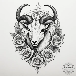 Tattoo design a capricorn goat-fish, half bla... - эскиз тату (№1754843655_0, 10.08.2025 16:34) — tattoo-photo.ru