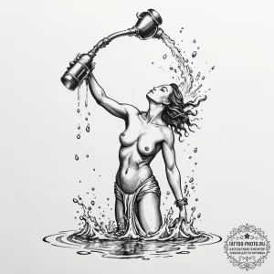 Tattoo sketch aquarius's water-bearer, pourin... - эскиз тату (№1754844056_0, 10.08.2025 16:40) — tattoo-photo.ru