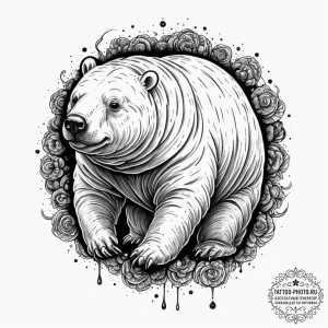 Tardigrade (water bear), tattoo sketch design... - эскиз тату (№1754845248_0, 10.08.2025 17:00) — tattoo-photo.ru