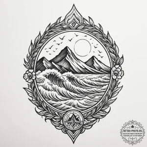 Tattoo sketch a detailed patch or crest desig... - эскиз тату (№1754846046_0, 10.08.2025 17:14) — tattoo-photo.ru