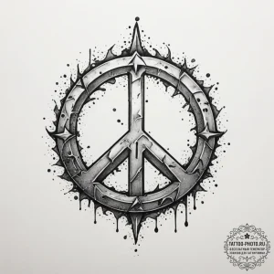 The peace symbol made from broken weapons, co... - эскиз тату (№1754848445_0, 10.08.2025 17:54) — tattoo-photo.ru