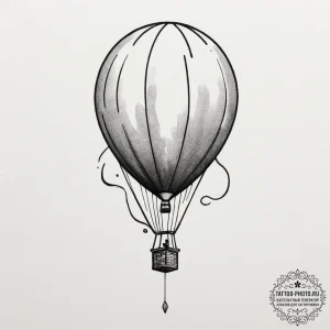 Tattoo sketch a balloon floating with a small... - эскиз тату (№1754848643_0, 10.08.2025 17:57) — tattoo-photo.ru
