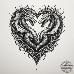Tattoo sketch a heart container with a dragon... - эскиз тату (№1754848845_0, 10.08.2025 18:00) — tattoo-photo.ru