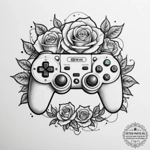 Tattoo design a 'game controller' on one, a '... - эскиз тату (№1754851862_0, 10.08.2025 18:51) — tattoo-photo.ru