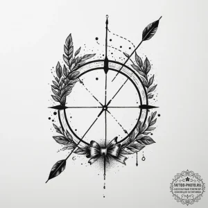Bow and arrows, tattoo line art, black and gr... - эскиз тату (№1754852867_0, 10.08.2025 19:07) — tattoo-photo.ru