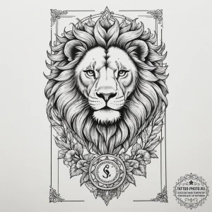 Tattoo sketch a leo lion with the "strength"... - эскиз тату (№1754853861_0, 10.08.2025 19:24) — tattoo-photo.ru