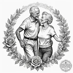 A joyful, candid photo of an old couple danci... - эскиз тату (№1754855641_0, 10.08.2025 19:54) — tattoo-photo.ru