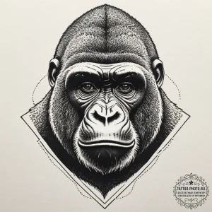 Gorilla, tattoo sketch design, bold outlines,... - эскиз тату (№1754857038_0, 10.08.2025 20:17) — tattoo-photo.ru