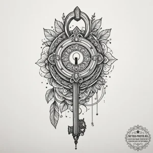 Tattoo design a key unlocking a hidden chambe... - эскиз тату (№1754857234_0, 10.08.2025 20:20) — tattoo-photo.ru