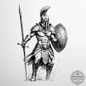 Spartan warrior (is there, but can be in a ph... - эскиз тату (№1754857434_0, 10.08.2025 20:23) — tattoo-photo.ru