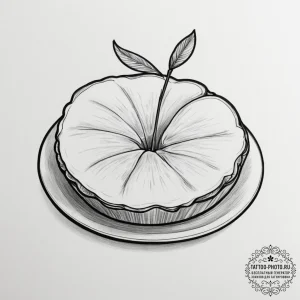 Tattoo sketch 'apple' on one, 'pie' on the ot... - эскиз тату (№1754857635_0, 10.08.2025 20:27) — tattoo-photo.ru