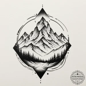 Tattoo sketch a minimalist mountain range wit... - эскиз тату (№1754858030_0, 10.08.2025 20:33) — tattoo-photo.ru