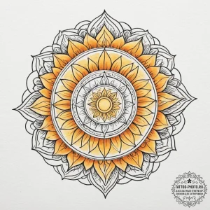 Tattoo design a glowing yellow and orange wat... - эскиз тату (№1754859032_0, 10.08.2025 20:50) — tattoo-photo.ru