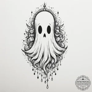 Tattoo design a small pixelated ghost linewor... - эскиз тату (№1754860439_0, 10.08.2025 21:13) — tattoo-photo.ru